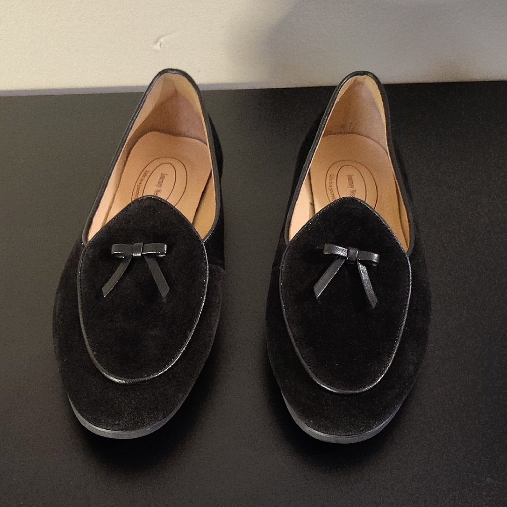 Journey West Black Suede Loafers with Bow Accent Size 7 Women's 52